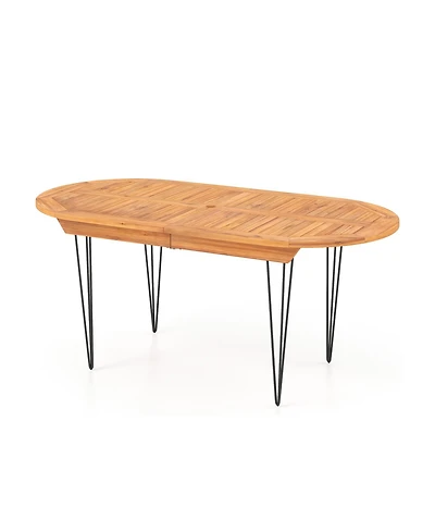 Slickblue Teak Wood Patio Dining Table for 6 People Outdoor Use
