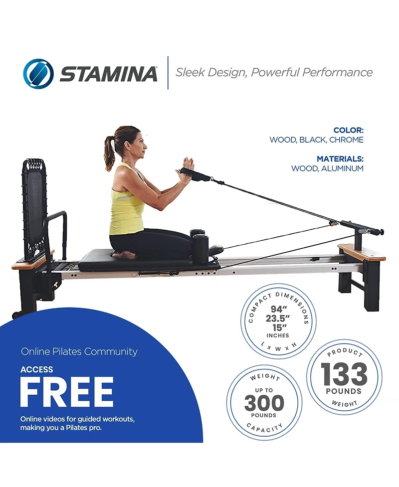 Stamina AeroPilates Pro Reformer Resistance System with Form Cardio Rebounder
