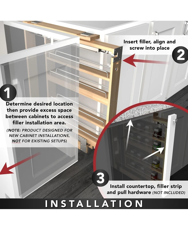 Rev-a-Shelf 6" Pullout Wall Filler w/ Soft-close, 36" Height, 432-WFBBSC36-6C