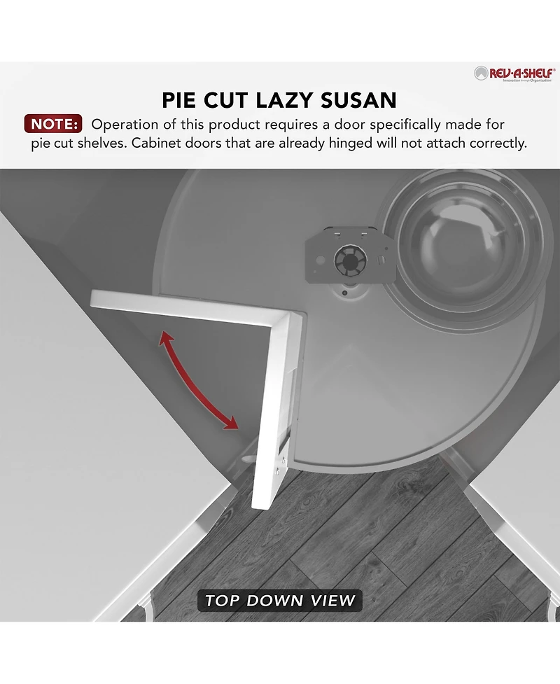 Rev-a-Shelf 28'' Lazy Susan Pie-Cut Polymer Two-Shelf, White, Ld-2942-28-11-1