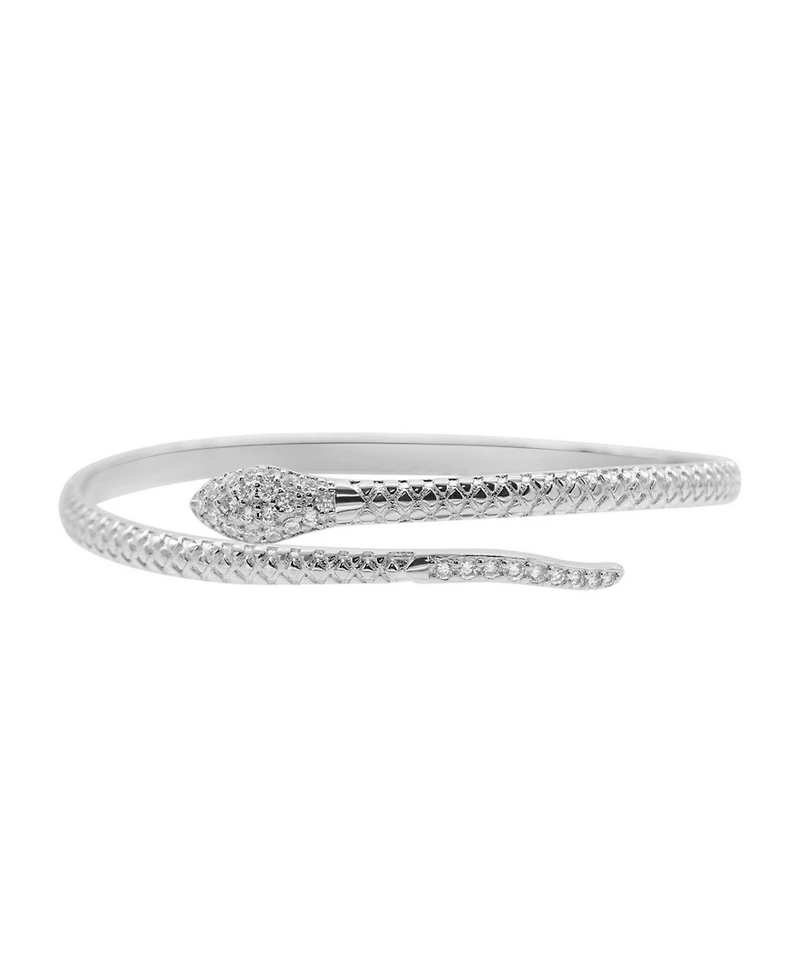 Adornia Silver 2-Piece Snake and Clover Cuff Bracelet Set