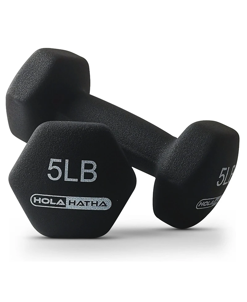 HolaHatha 3, 5, 8, 10, 12 & 15 Pound Neoprene Dumbbell Weight Set w/Storage Rack