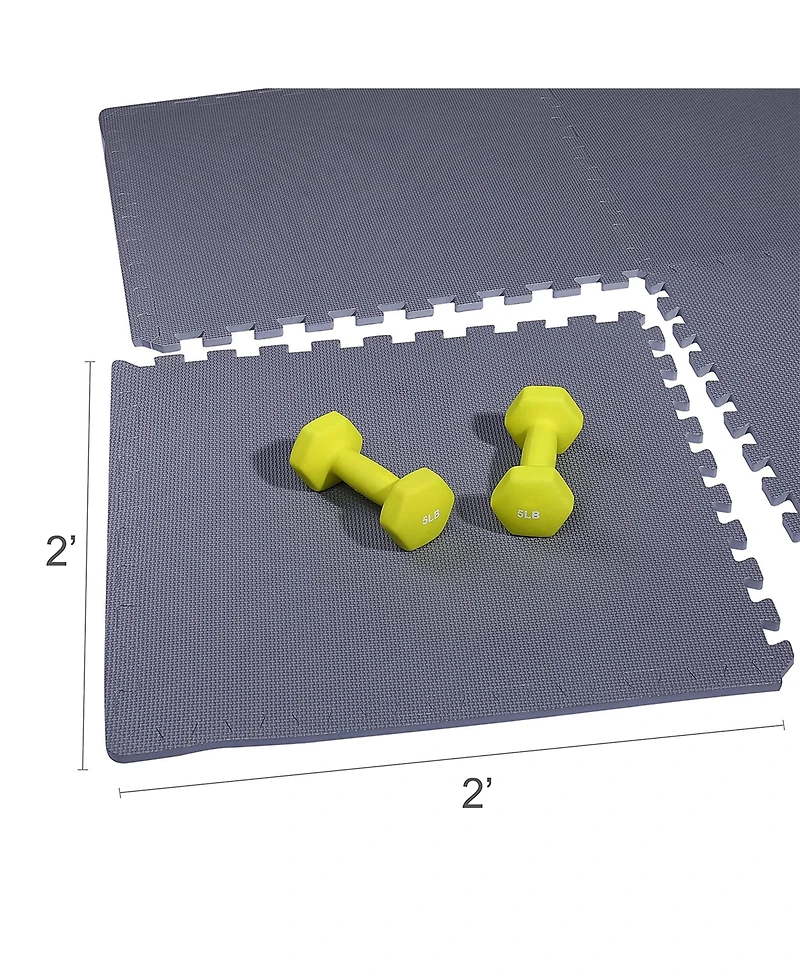 BalanceFrom Fitness 144 Sq Ft Interlocking Eva Foam Exercise Mat Tiles, Gray