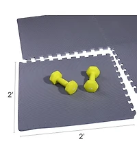 BalanceFrom Fitness 144 Sq Ft Interlocking Eva Foam Exercise Mat Tiles, Gray
