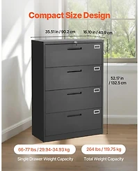 Gouun 4-Drawer Metal File Cabinet with Lock, Vertical Filing, 52.17 x 16.10 x 35.51 inch