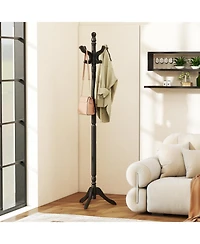 Gouun Solid Wood Hall Tree with 11 Hooks and 3 Height Options