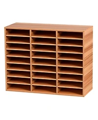Gouun 27-Compartment Wood Literature Organizer with Adjustable Shelves, 31.5 x 12.0 x 24.8