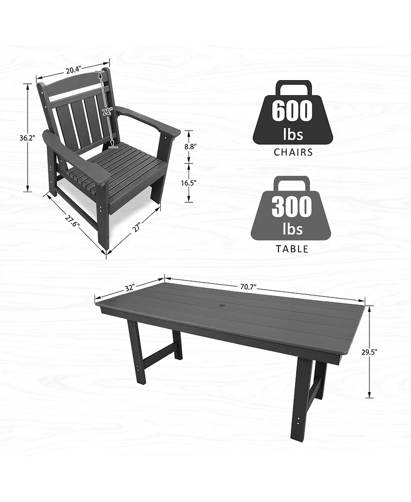 Mega Casa Piece Modern Hdpe Weather Resistant Patio Dining Set, Poly Lum