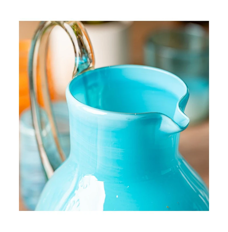 Verve Culture Handblown Glass Pitcher - Aqua