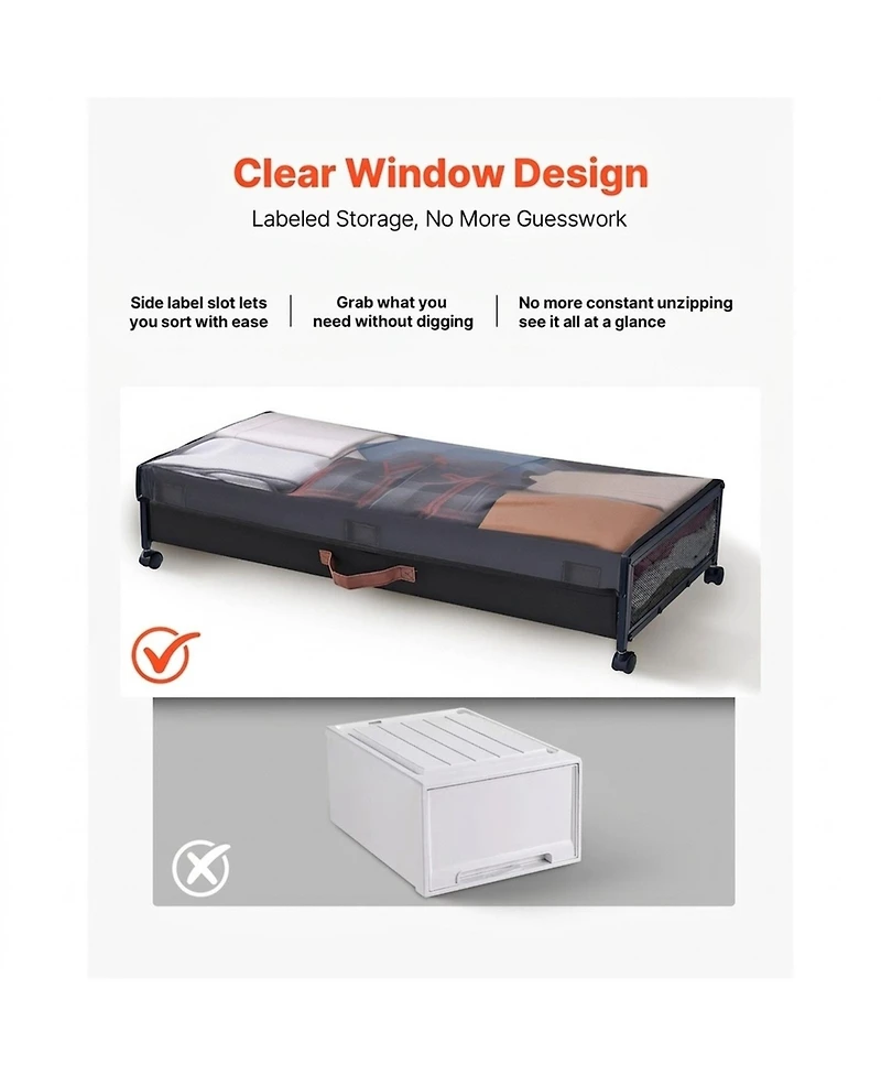 Sugift Under Bed Storage with Wheels