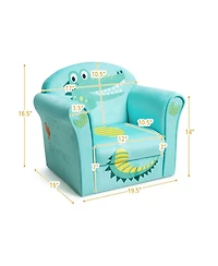 Gouun Kids Crocodile Upholstered Armrest Sofa with Velvet Cover, Ages 1-5, 20x15x17 in