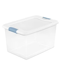 Sterilite 64 Qt Clear Plastic Stackable Storage Bin w/ White Latch Lid, (6 Pack)