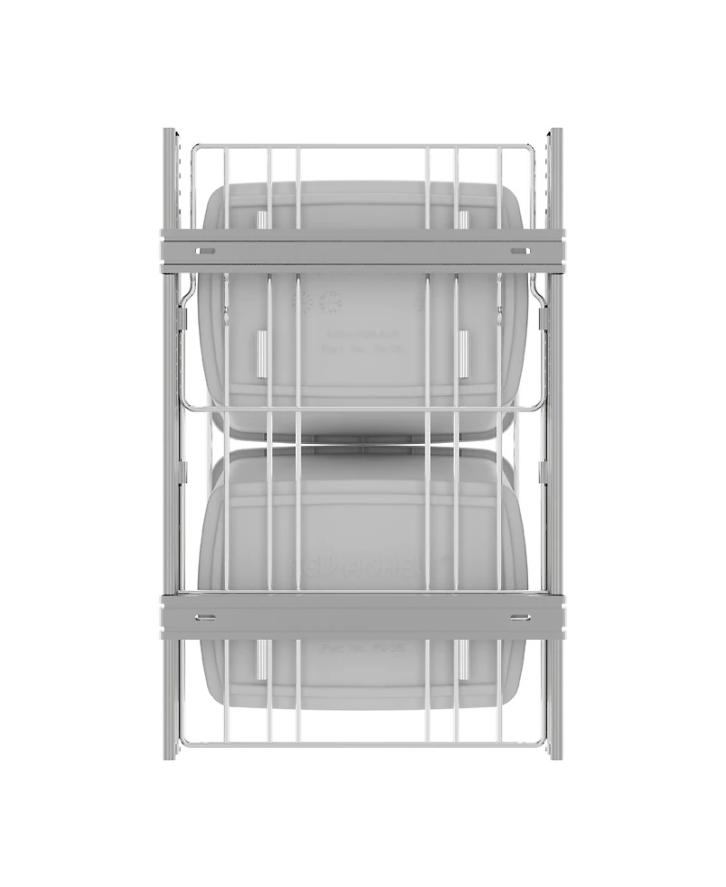 Rev-a-Shelf Double Pullout Trash Can 35 qt. for Kitchen, White, Rv-18KD-11C S