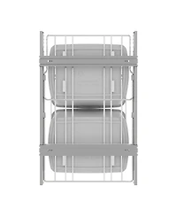 Rev-a-Shelf Double Pullout Trash Can 35 qt. for Kitchen, White, Rv-18KD-11C S