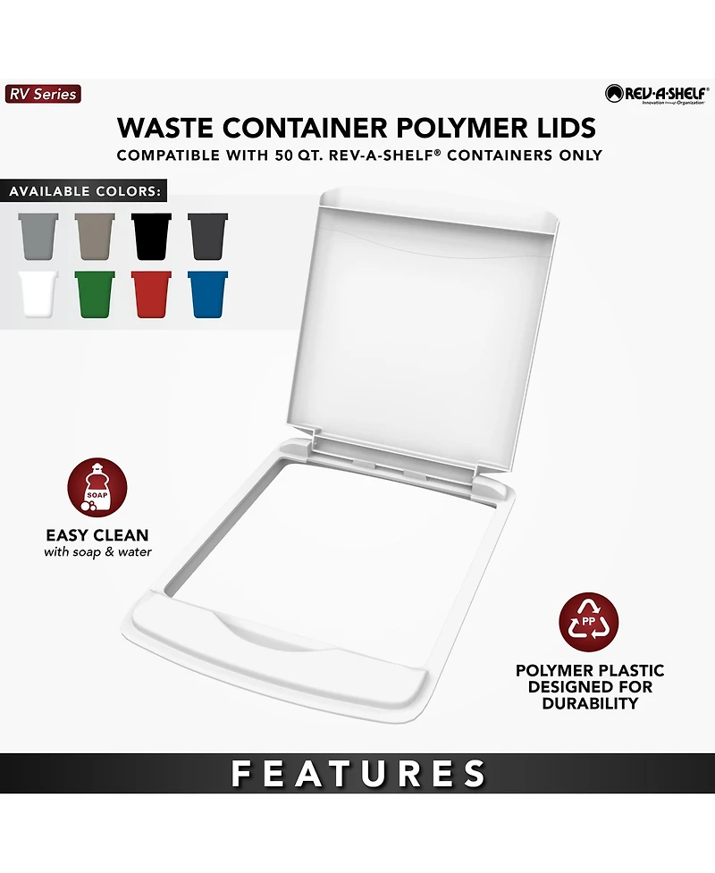 Rev-a-Shelf 50 qt. Trash Can Replacement Lid, Gray (Lid Only), Rv-50-lid-13-1-40