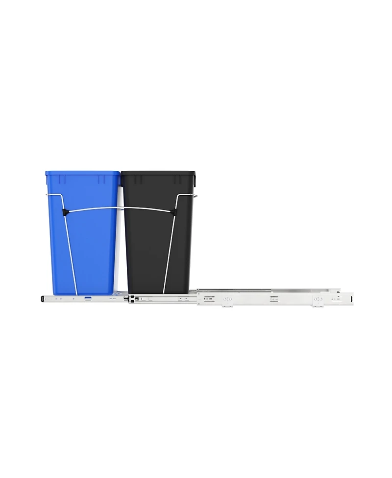 Rev-a-shelf Double Pullout Trash Can 27 qt. for Kitchen, Blue, Rv-15KD-2218C-S