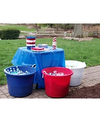 Homz 18 Gal Plastic Open Storage Round Utility Tub with Handles, Blue (2 Pack)