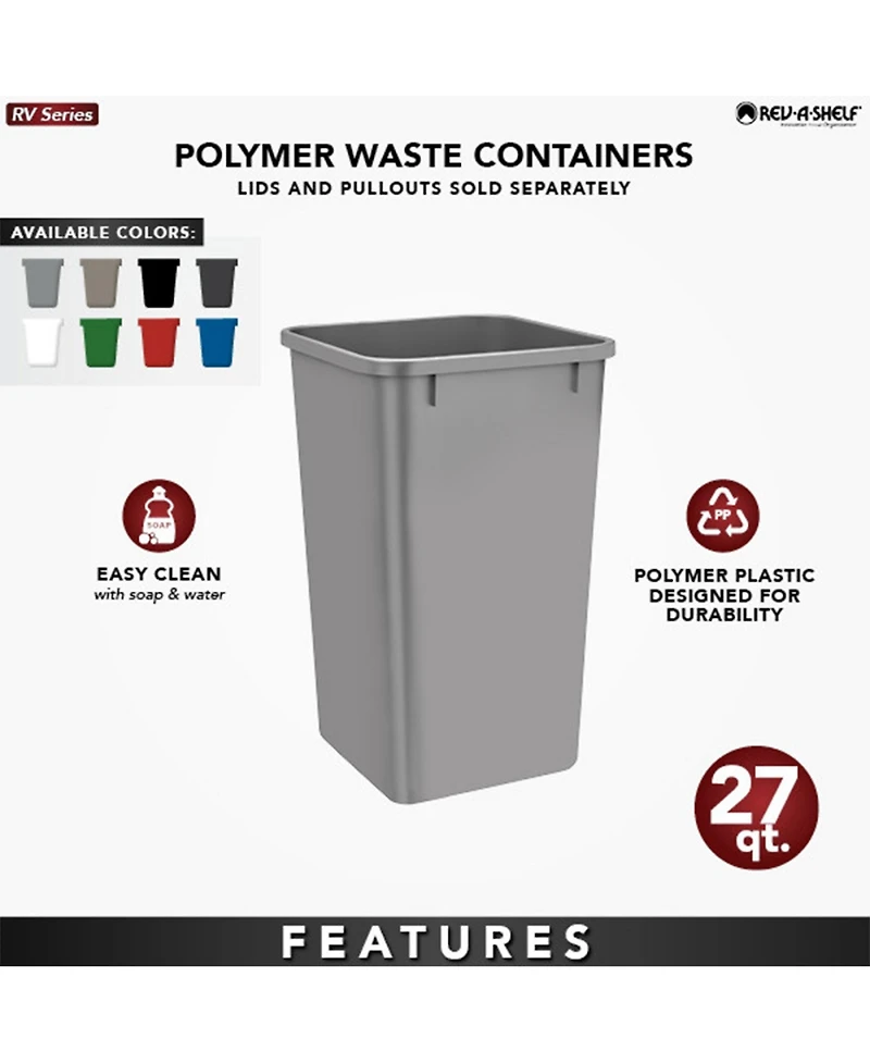 Rev-a-Shelf Polymer Replacement 27 qt. Trash Bin, Gray, 2 Pack, Rv-1024-13-2