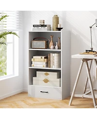 Gouun 4-Tier Storage Bookcase with Drawer and Anti-Toppling Kit, 24 x 15 x 42.5
