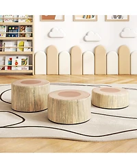 Gouun 3-Piece Tree Stump Stool Set with Wood Printing