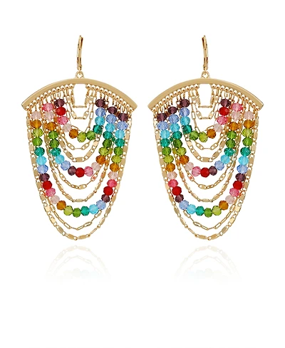 Guess Multi-Colored Beaded Tiered Linear Drop Earrings