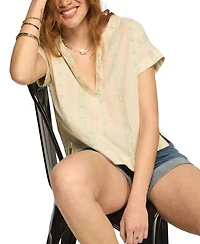 Lucky Brand Women's Novelty Popover Short-Sleeve Shirt