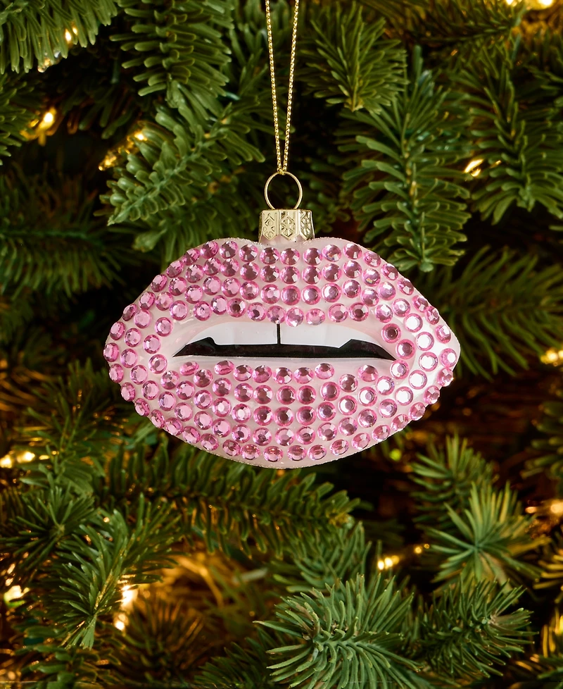 Holiday Lane Beauty Boom Glass Jeweled Lips Ornament, Macy's Exclusive