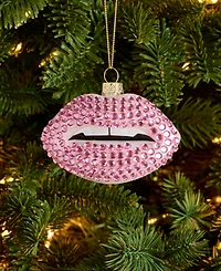 Holiday Lane Beauty Boom Glass Jeweled Lips Ornament, Macy's Exclusive