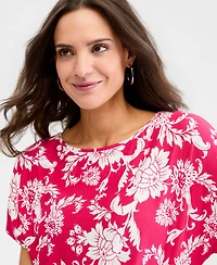 Jm Collection Petite Bianca Floral Banded-Hem T-Shirt, Macy's Exclusive