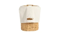 Household Essentials Handwoven Water Hyacinth Oval Hamper Set with Cotton Lining, Set of 2