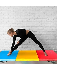 BalanceFrom Fitness GoGym 6x2ft Folding 3 Panel Exercise Mat w/Handles, Multi