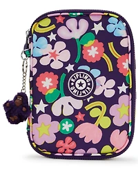 Kipling 100 Pens Aqua Flowers Zippered Pen Case