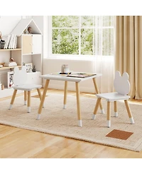 Gouun 3-Piece Kids Wooden Table and Chair Set with Froggy Design