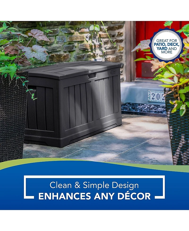 Suncast 50 Gallon Medium Resin Outdoor Storage Deck Box with Lid, Peppercorn