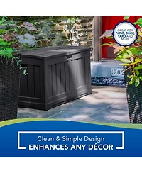 Suncast 50 Gallon Medium Resin Outdoor Storage Deck Box with Lid, Peppercorn
