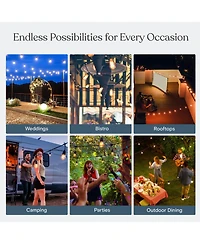Brightech Ambience Pro 27 ft. Outdoor Solar Led 1-Watt G40 String Lights with Warm White Hue