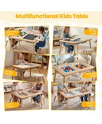 Gouun Wooden Kids Activity Table with Double-Sided Boards and Stools