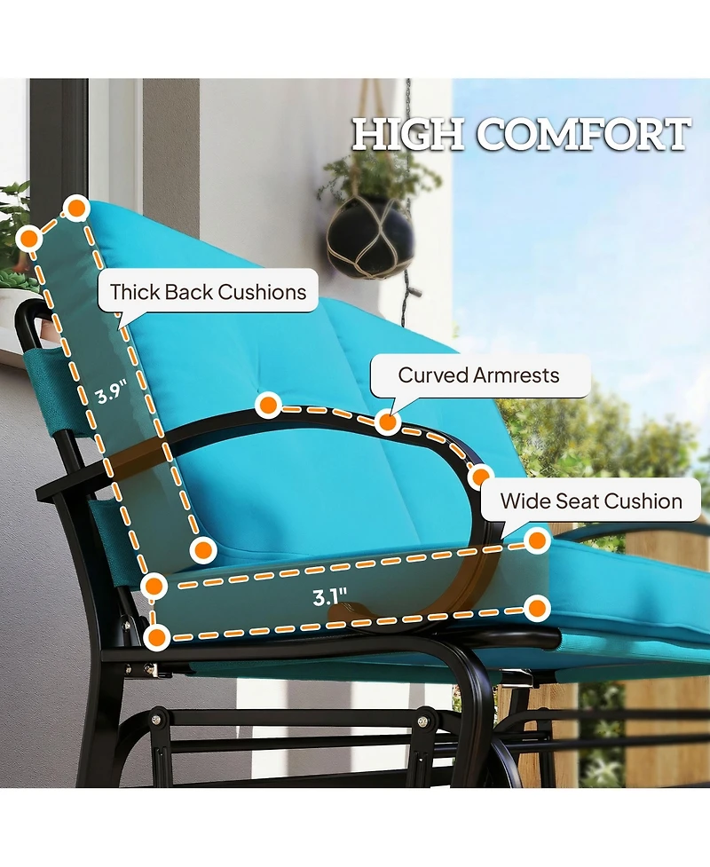 Outsunny 2-Person Outdoor Glider Bench with Cushions,