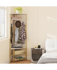 Gouun 5-Tier Corner Hall Tree with Shoe Storage Bench