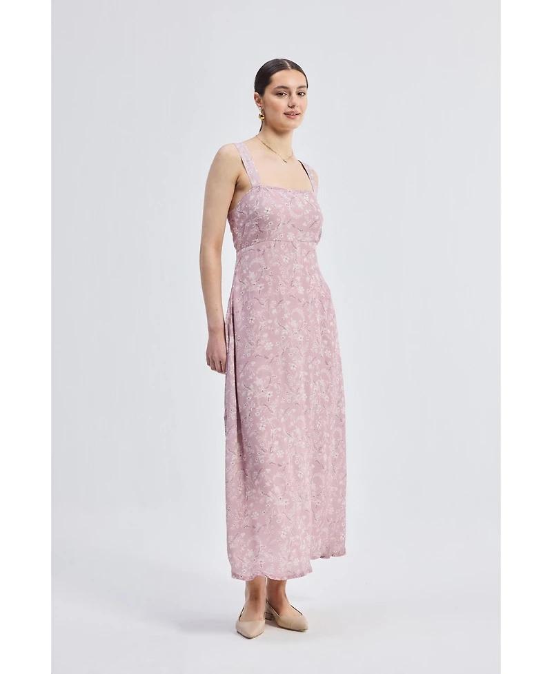 Reistor Women's Perfect Floral Maxi with Tapered Straps Pink