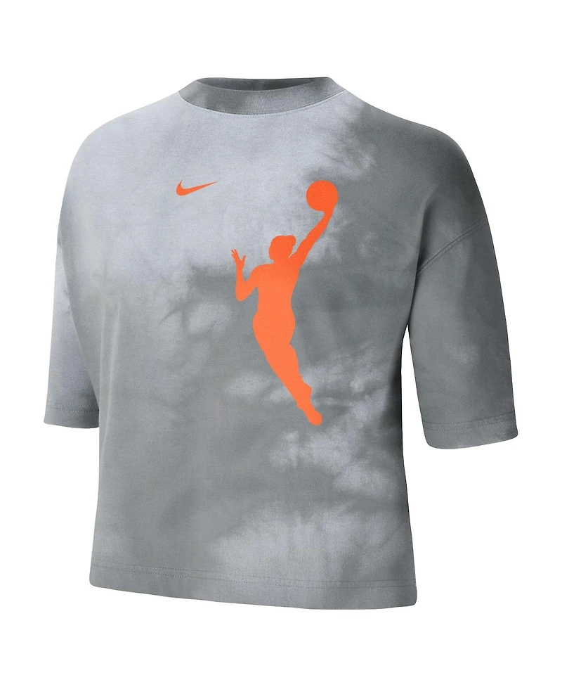 Nike Women's Gray Wnba Team 13 Shadow-Dye Boxy Cropped T-Shirt