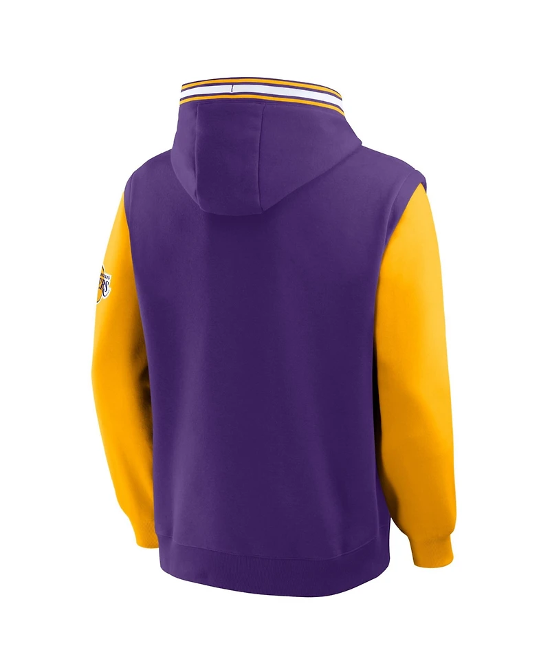Fanatics Men's Purple/Gold Los Angeles Lakers Half Court Shot Clock Fastbreak Hoodie