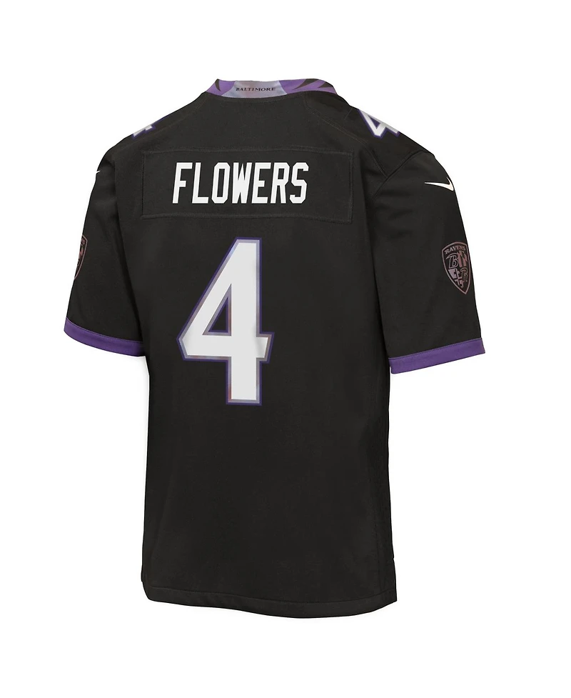 Nike Big Boys and Girls Zay Flowers Black Baltimore Ravens Alternate Game Jersey
