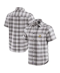 Fanatics Men's Gray Minnesota Vikings Team Plaid Short Sleeve Full-Snap Shirt