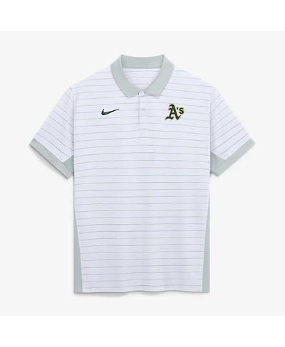 Nike Men's White Athletics Authentic Collection Striped Victory Dri-fit Polo Shirt