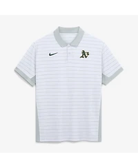 Nike Men's White Athletics Authentic Collection Striped Victory Dri-fit Polo Shirt