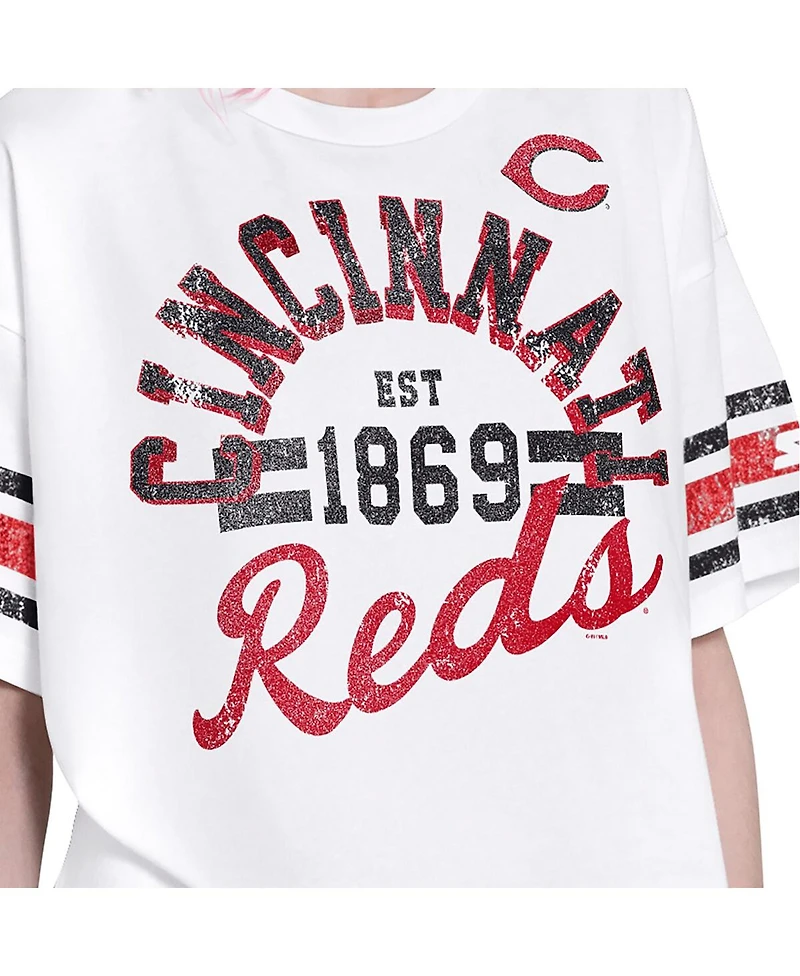 Starter Women's White Cincinnati Reds Cropped Hurry Up Offense T-Shirt