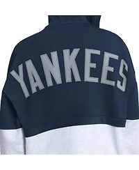 Starter Women's Navy/Heather Gray New York Yankees Wishbone Full-Zip Hoodie