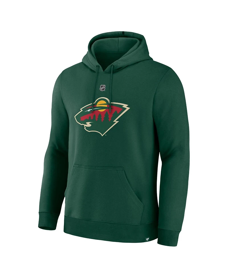 Fanatics Men's Quinn Hughes Green Minnesota Wild Authentic Stack Name Number Hoodie