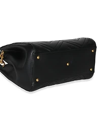 Pre-Owned Gucci Black Matelasse Calfskin Small Marmont Top Handle Tote